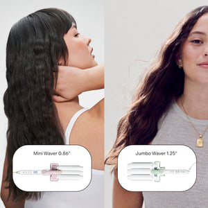 Side by side comparison of hair styled by Triple Ripple Mini Waver .86