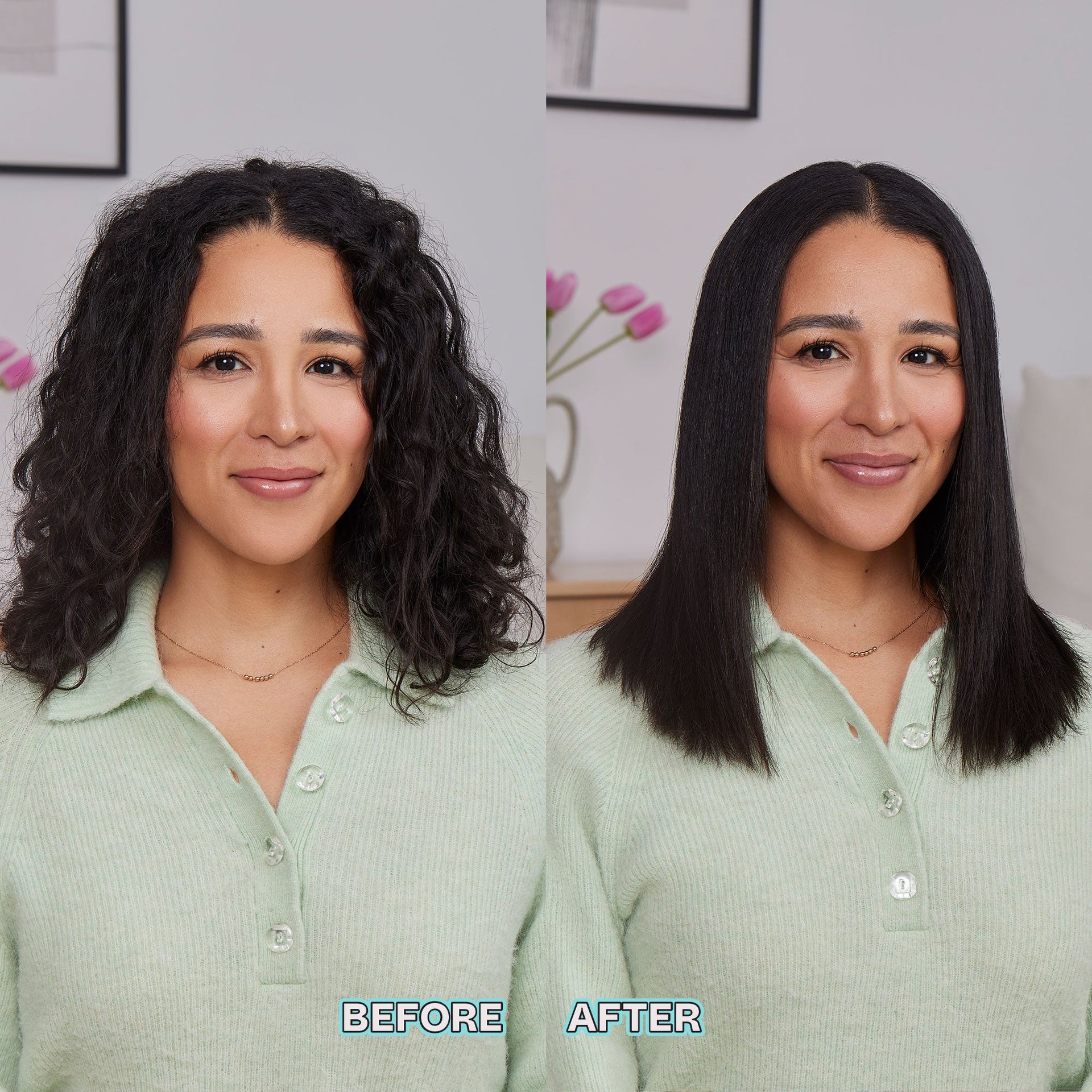mane three way multi-use flat iron before and after