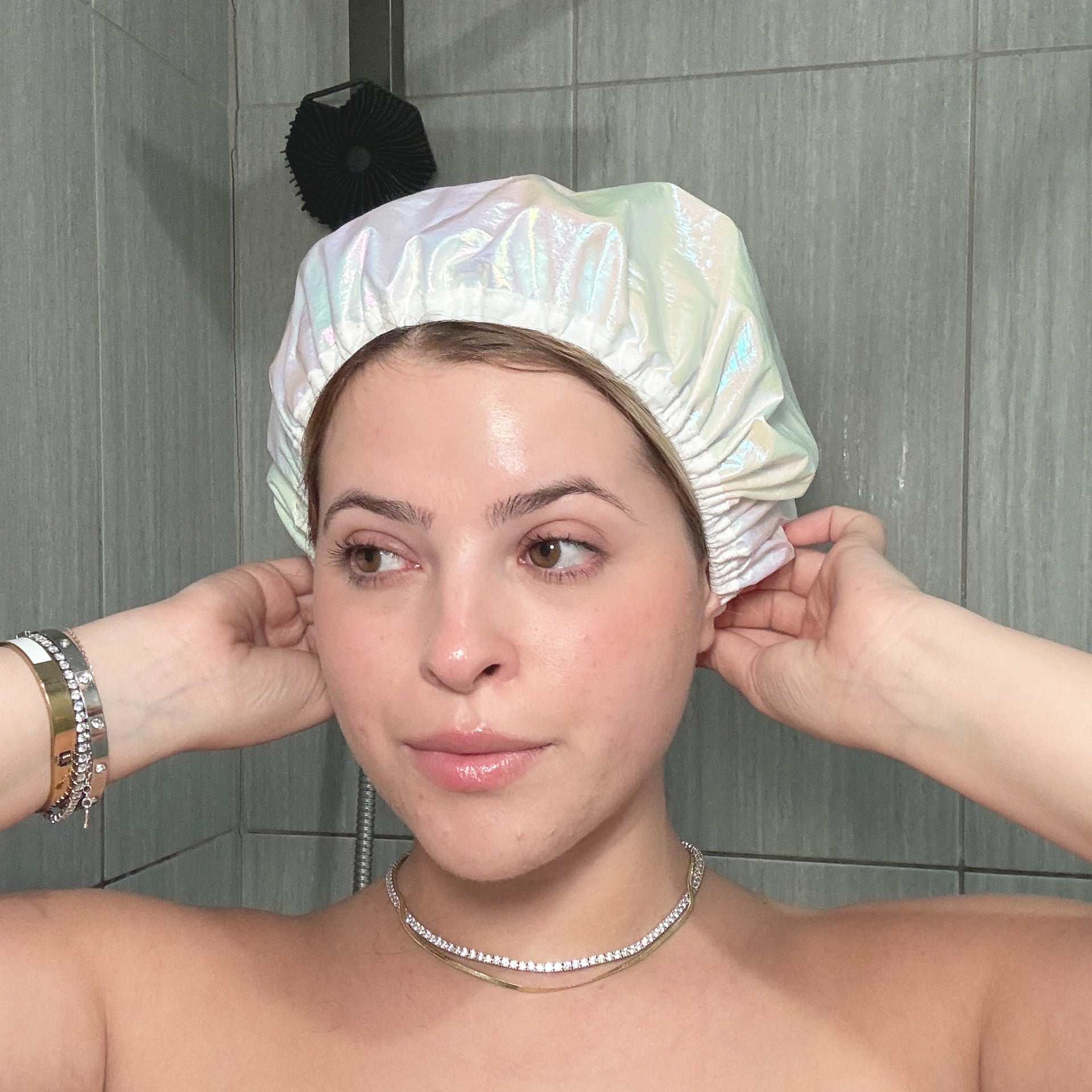 mane holographic shower cap