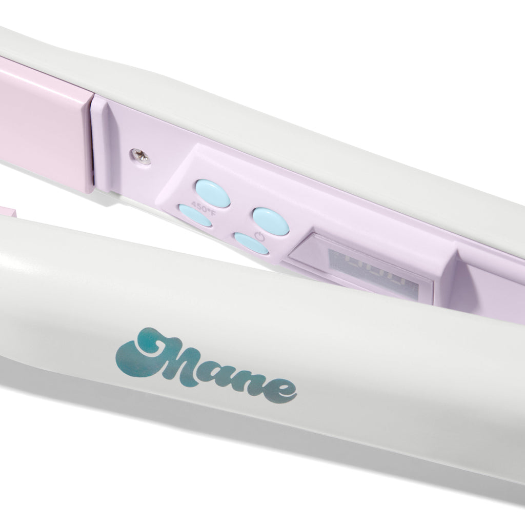 mane by mane addicts three way multi-use flat iron button close-up