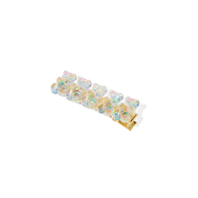 mane pink holo gummy bear clips side view