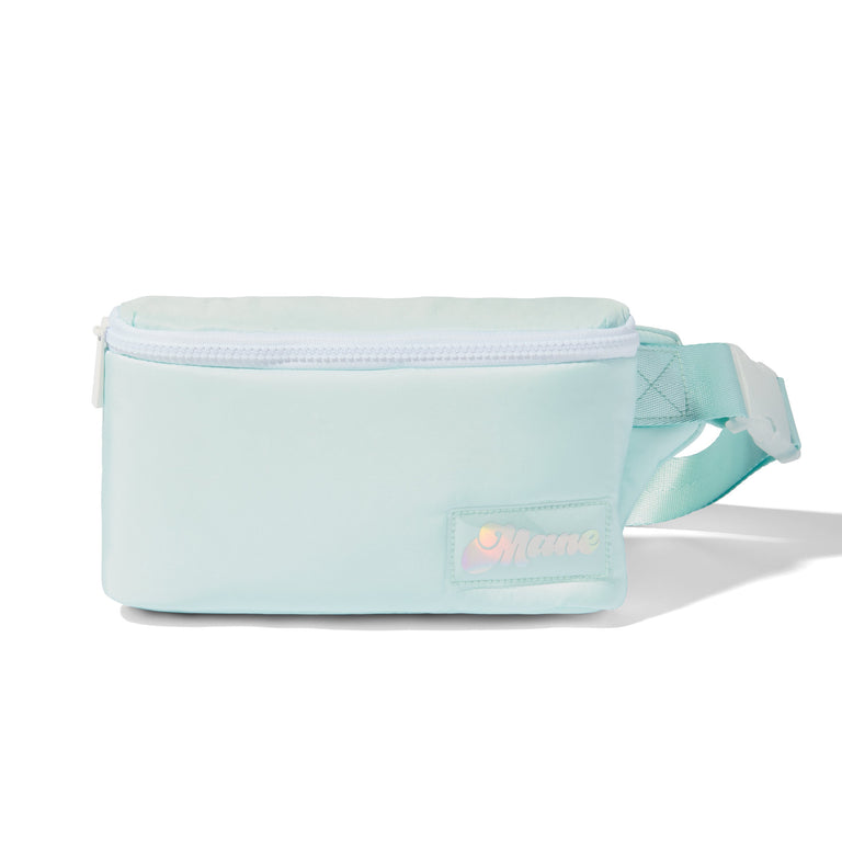 Puffy crossbody belt bag in mint green