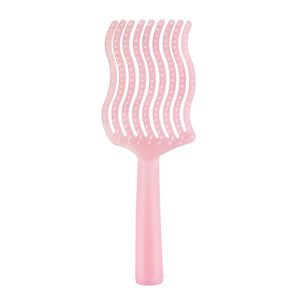 Close up of pink Wet Brush detangler with flexible curved bristles