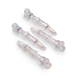 4 All Grip, No Slip Holographic Alligator Clips on a white background