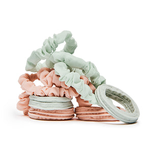 Pile of Soft Serve Hair Ties on white background