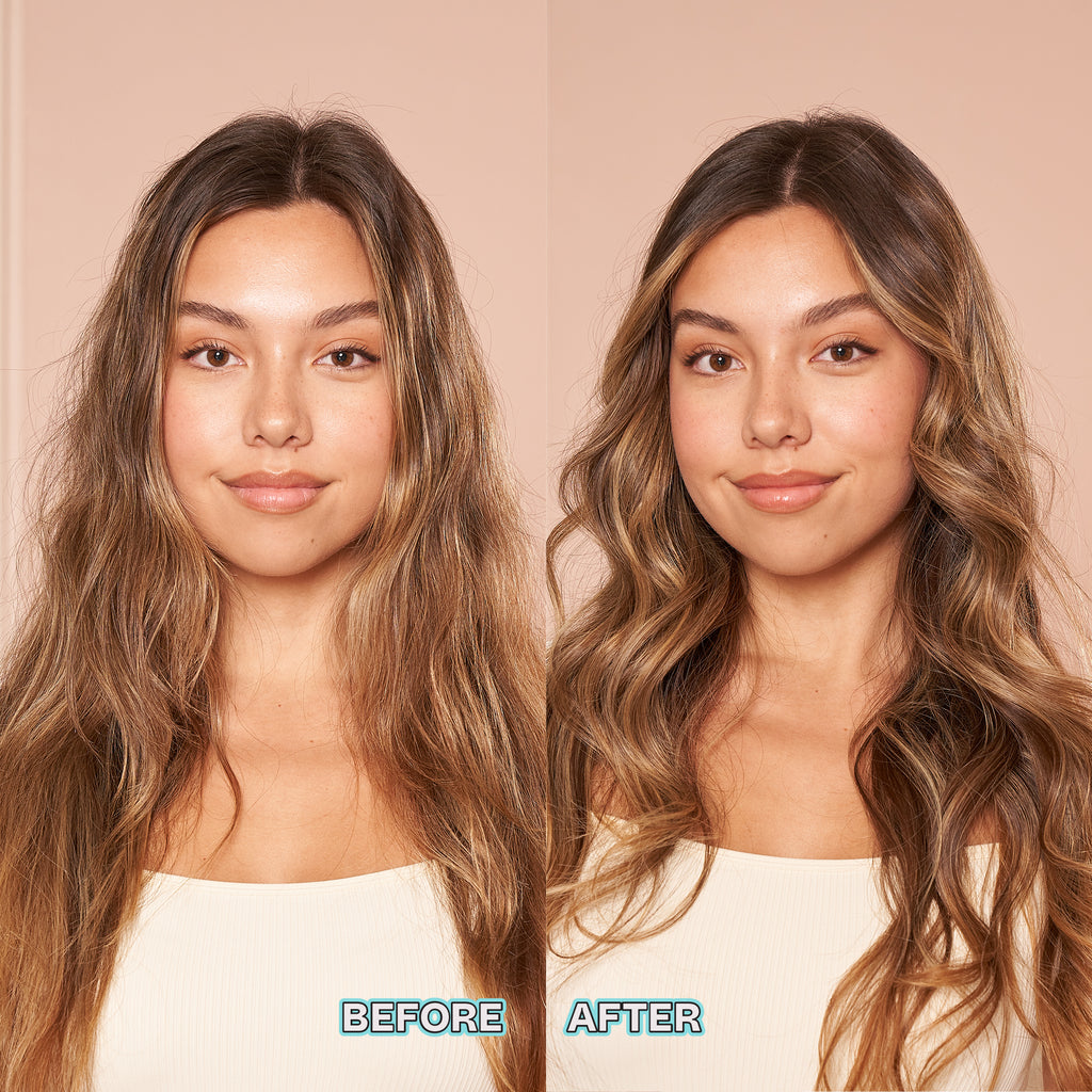 1.25" Curling Iron Extended Length Attachment before and after