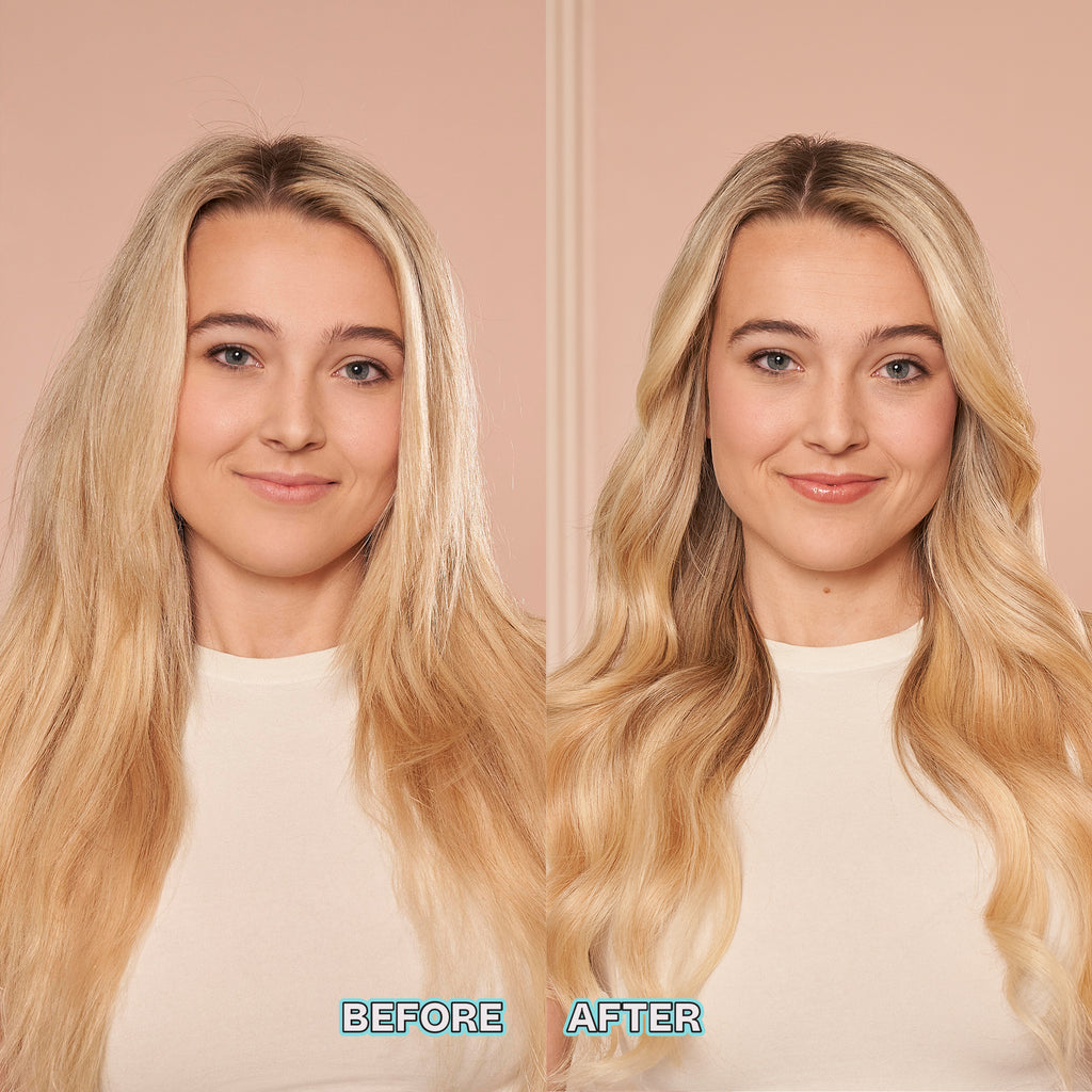 1.25" Curling Iron Extended Length Attachment before and after