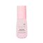 Pink bottle of Shiny Dancer nourishing hair oil on a white background