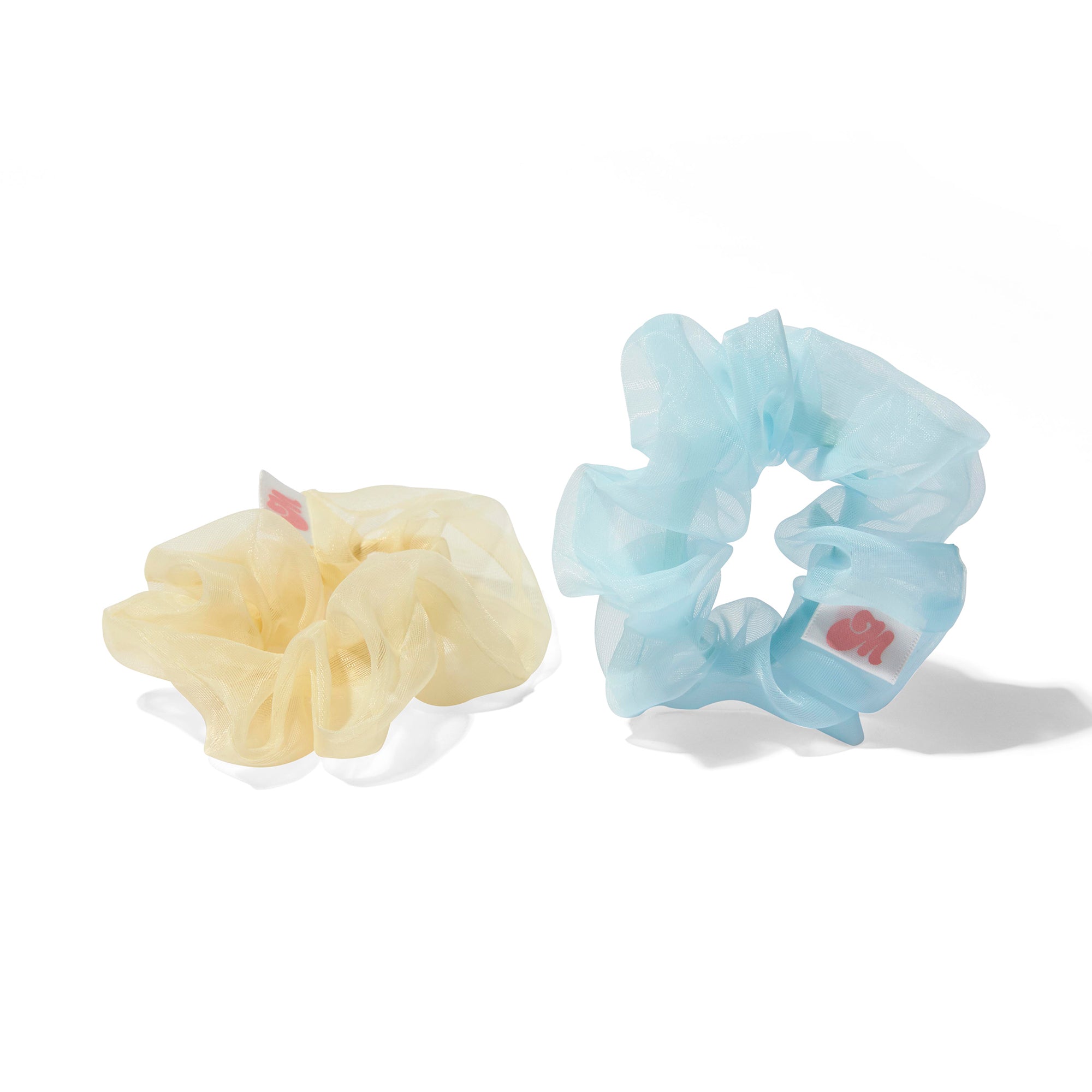 Blue and yellow Sugar Cloud Scrunchies Mini on a white background