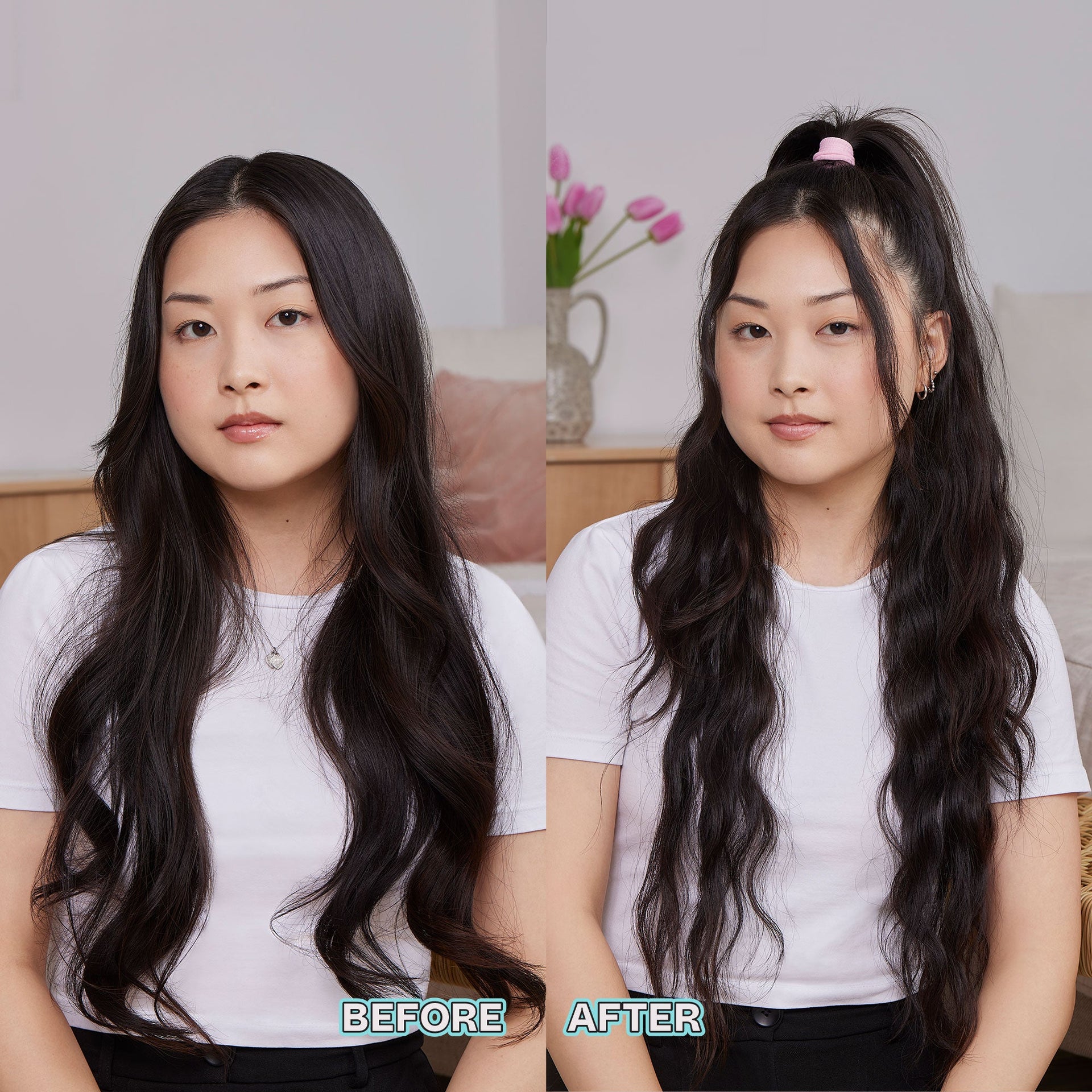 mane 1.25” Jumbo Hair Waver Styling Attachment before and after