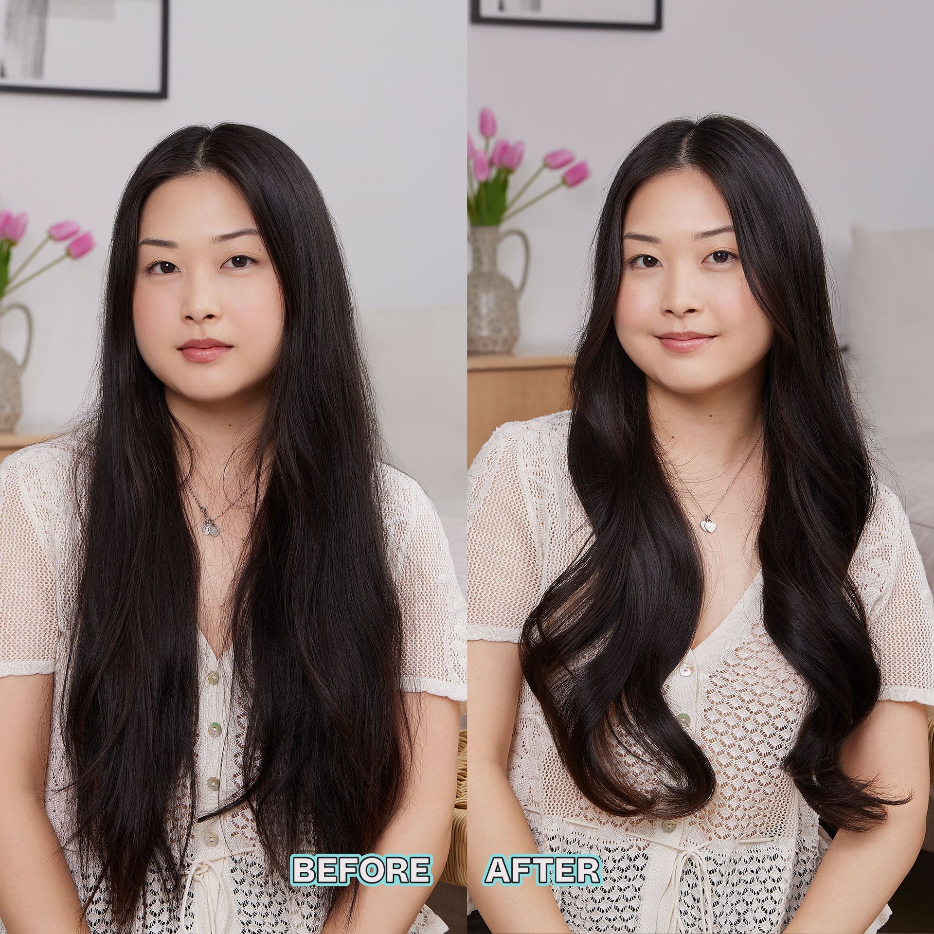Mane Handle with Curl 1.5” (38MM) Curling Iron Before and After