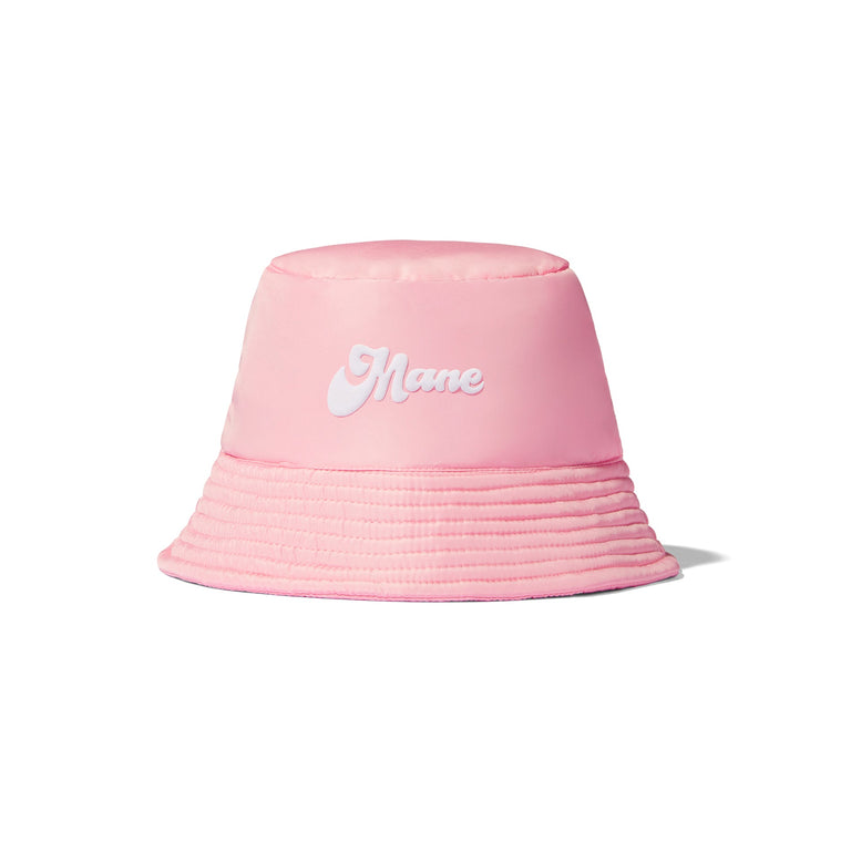 Pink puffy bucket hat