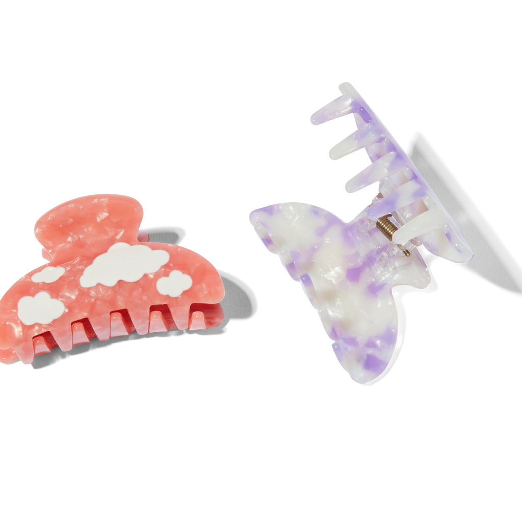 mane cloudy claw clips - in pink and purple open