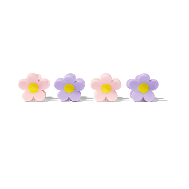 mane day-z mini flower clips in pink and purple