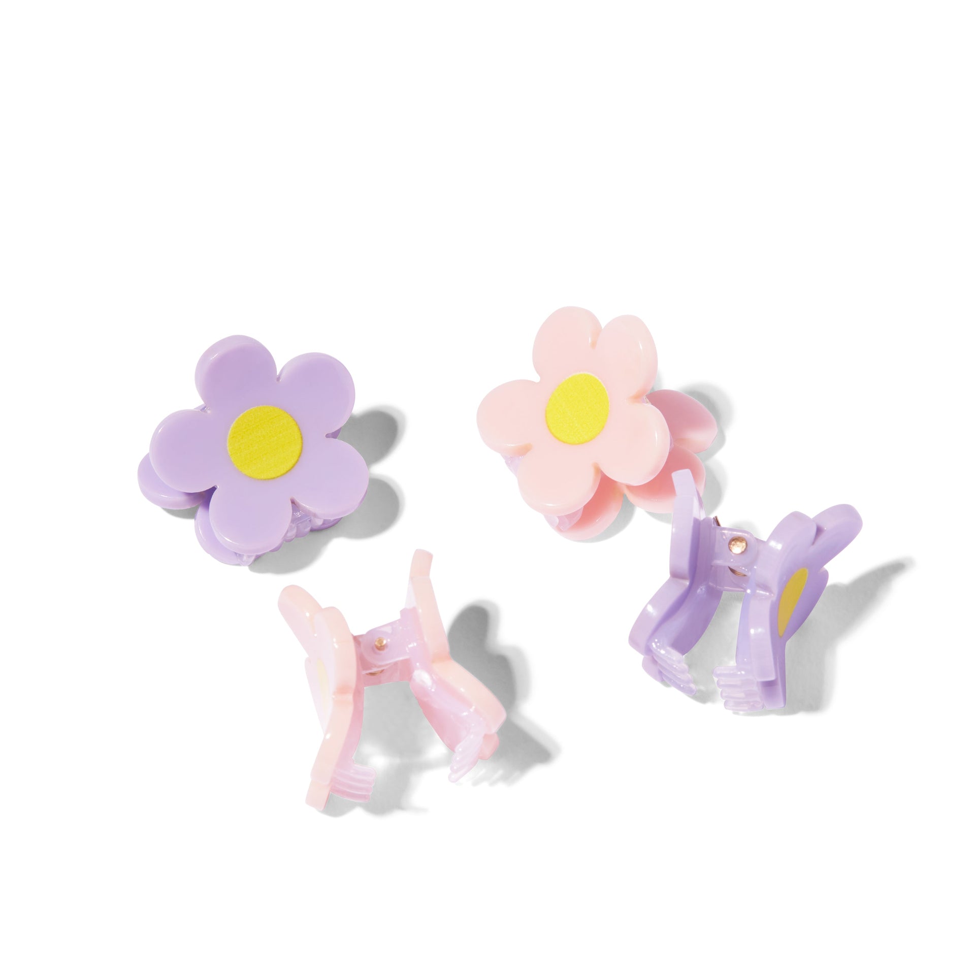 mane day-z mini flower clips in pink and purple