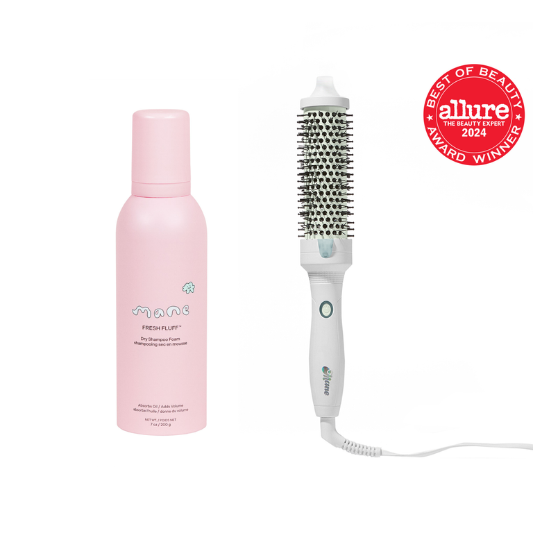 fresh fluff dry shampoo foam with medium hot round brush