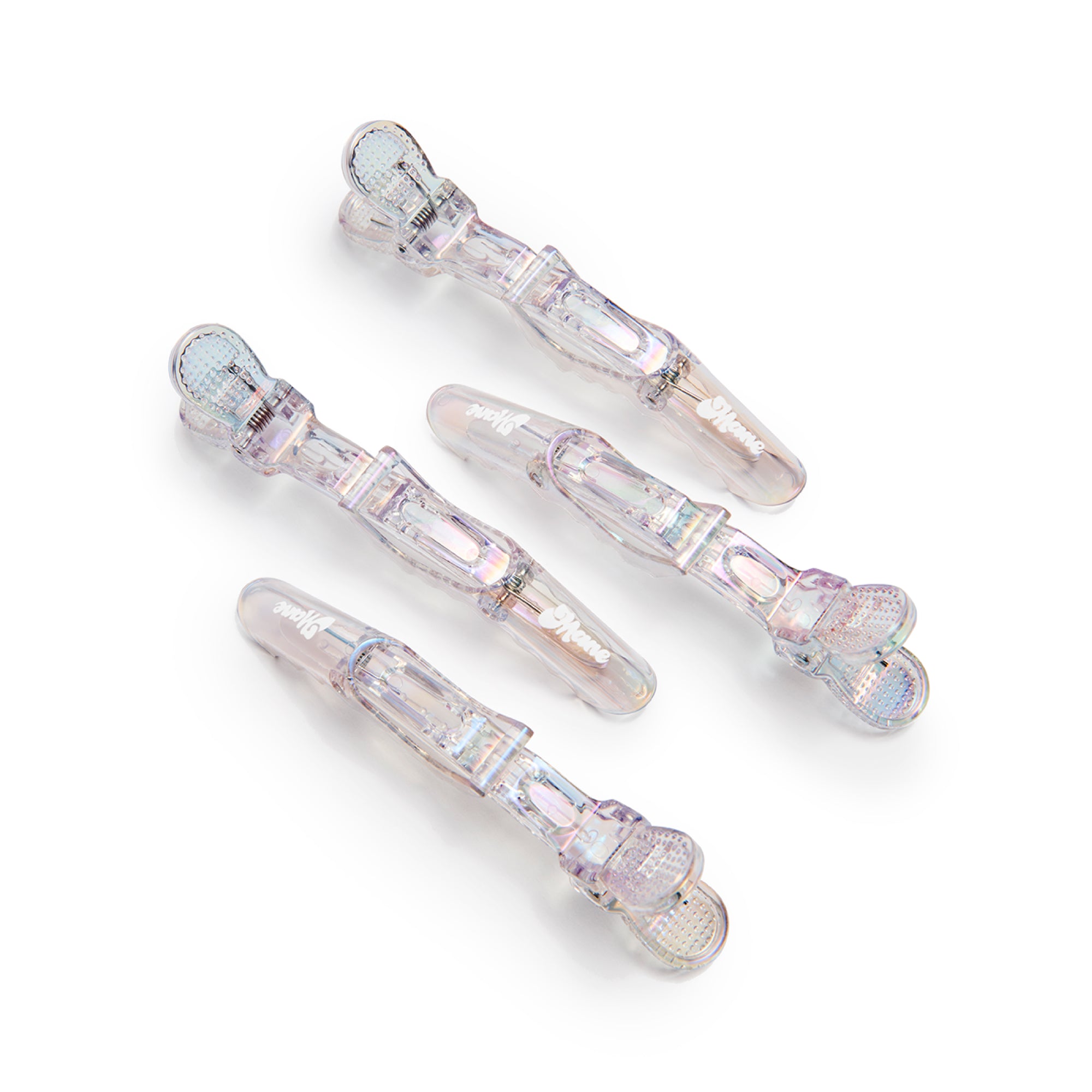 4 All Grip, No Slip Holographic Alligator Clips on a white background