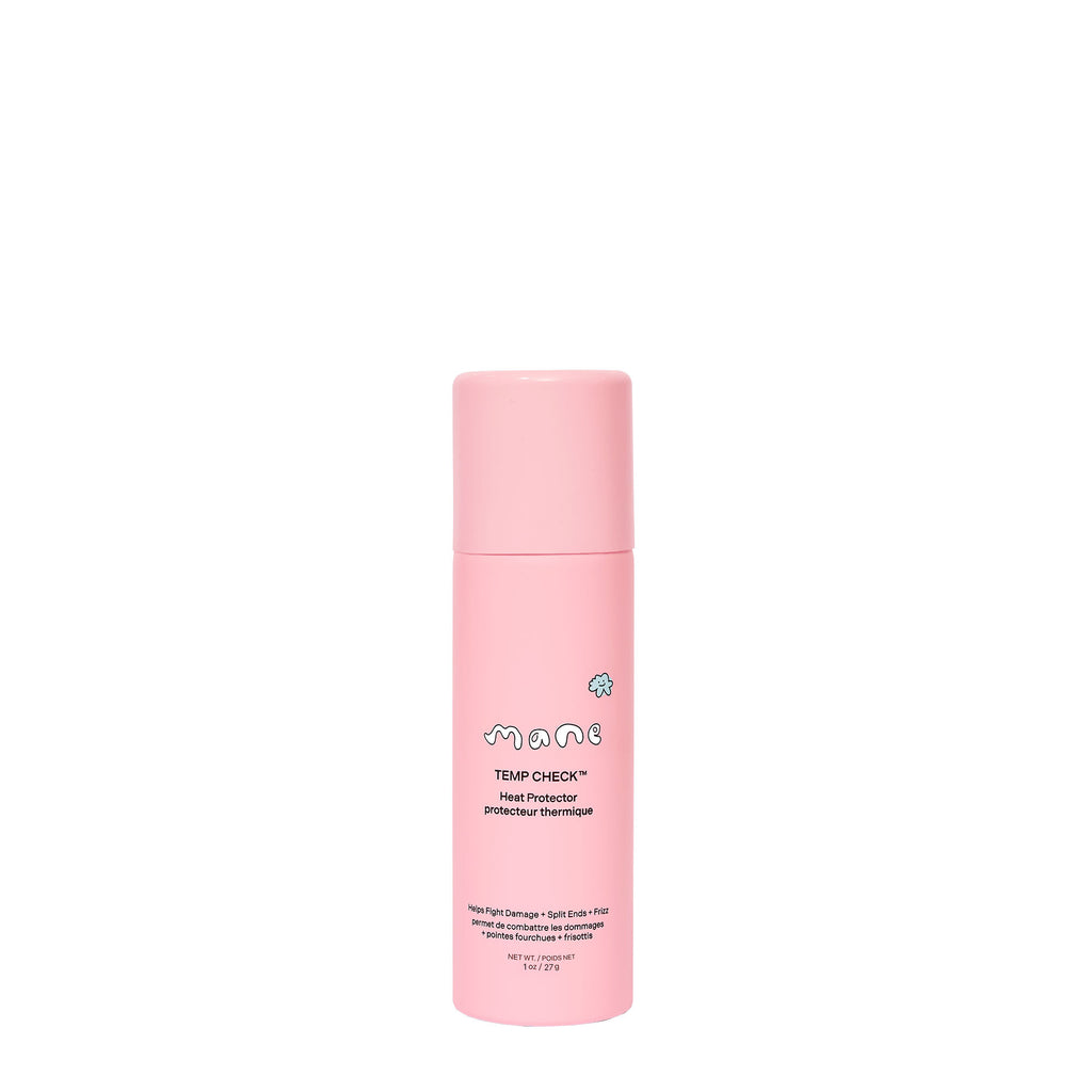 Pink hair product bottle with 'mame' branding on a white background