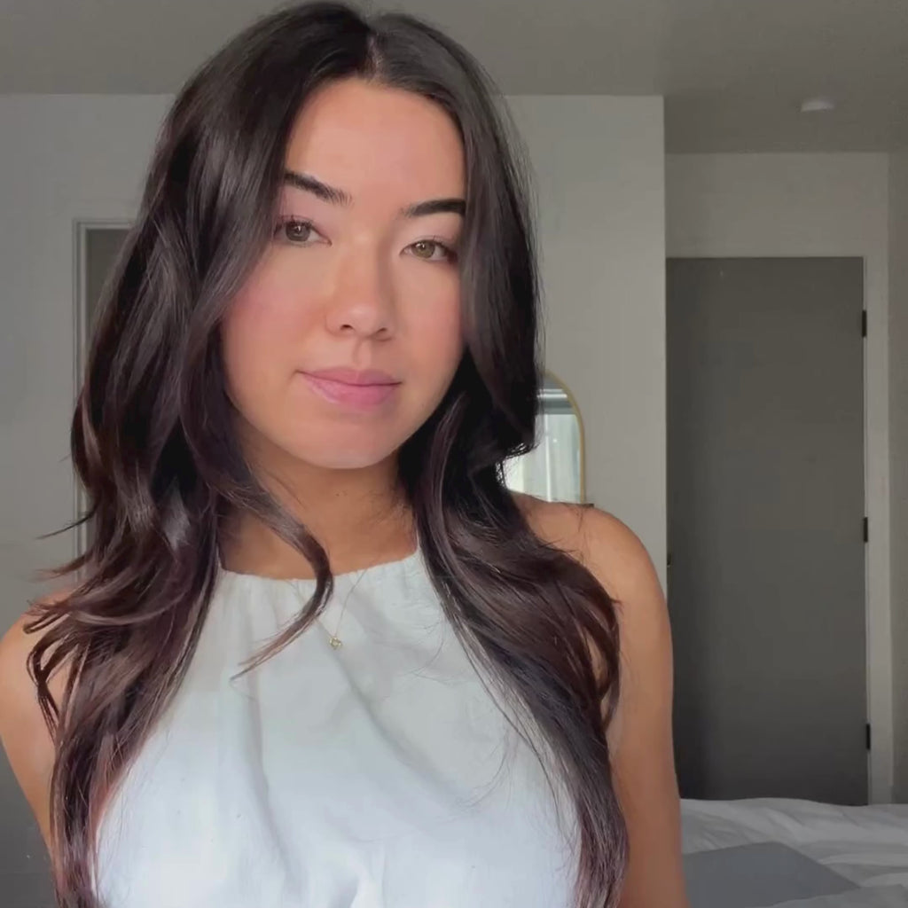 Video of woman applying hair mask with results after using 