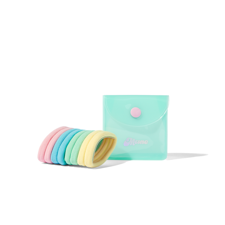 mane by mane addicts rainbow fabric hair ties and case